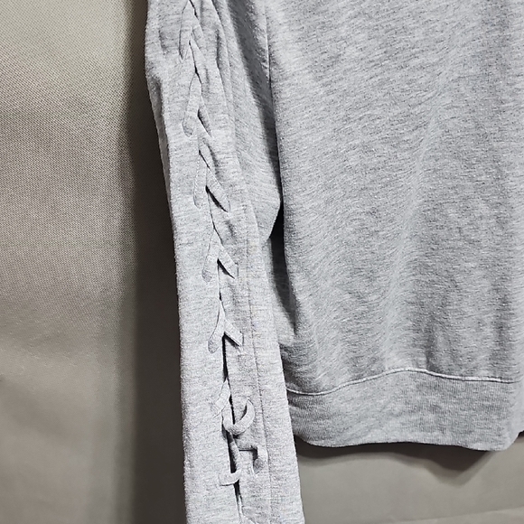 Victoria's Secret Gray Lace-Up Sleeve Sweatshirt - Picture 3 of 4